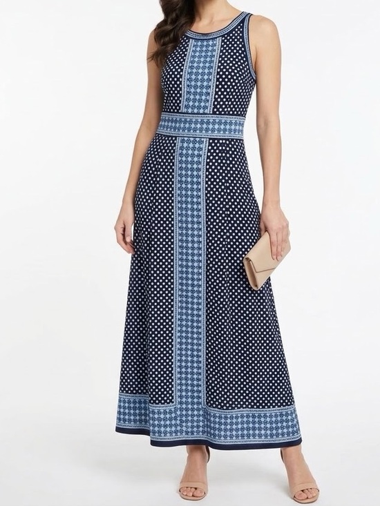 Max Studio Dresses & Skirts - Max Studio Navy and Light Blue Patterned Maxi Dress